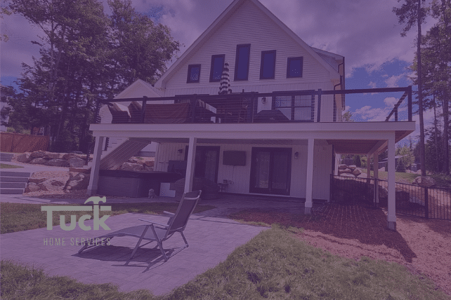 Modern wood deck with built-in seating and planters – backyard deck ideas