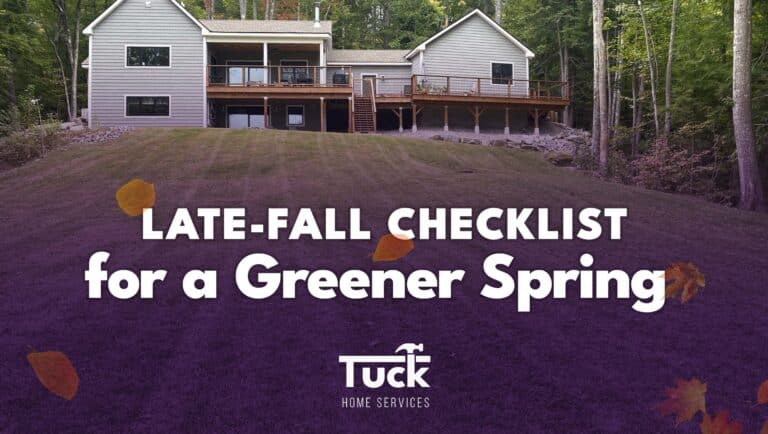 Residential lawn during late fall for seasonal cleanup